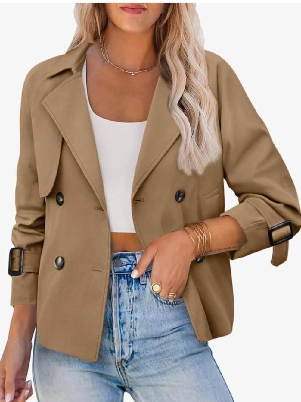 Short style trench coat.